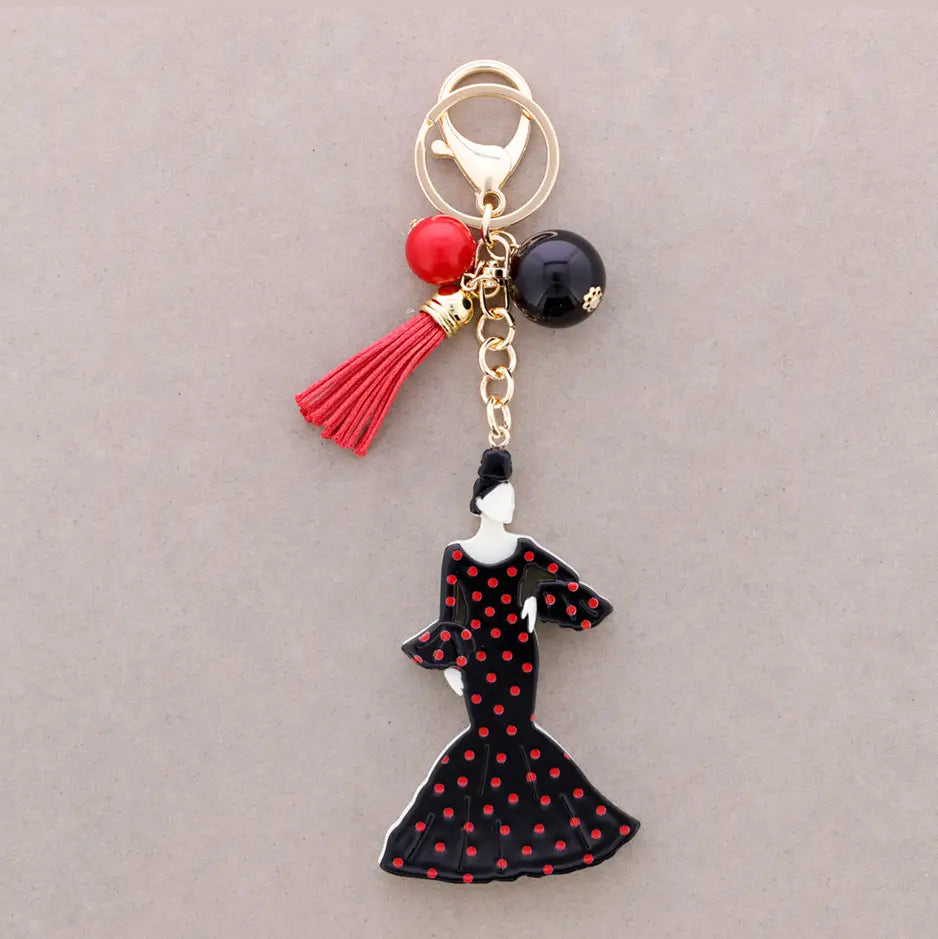 Taschenanhänger Schwarz Rot Punkte