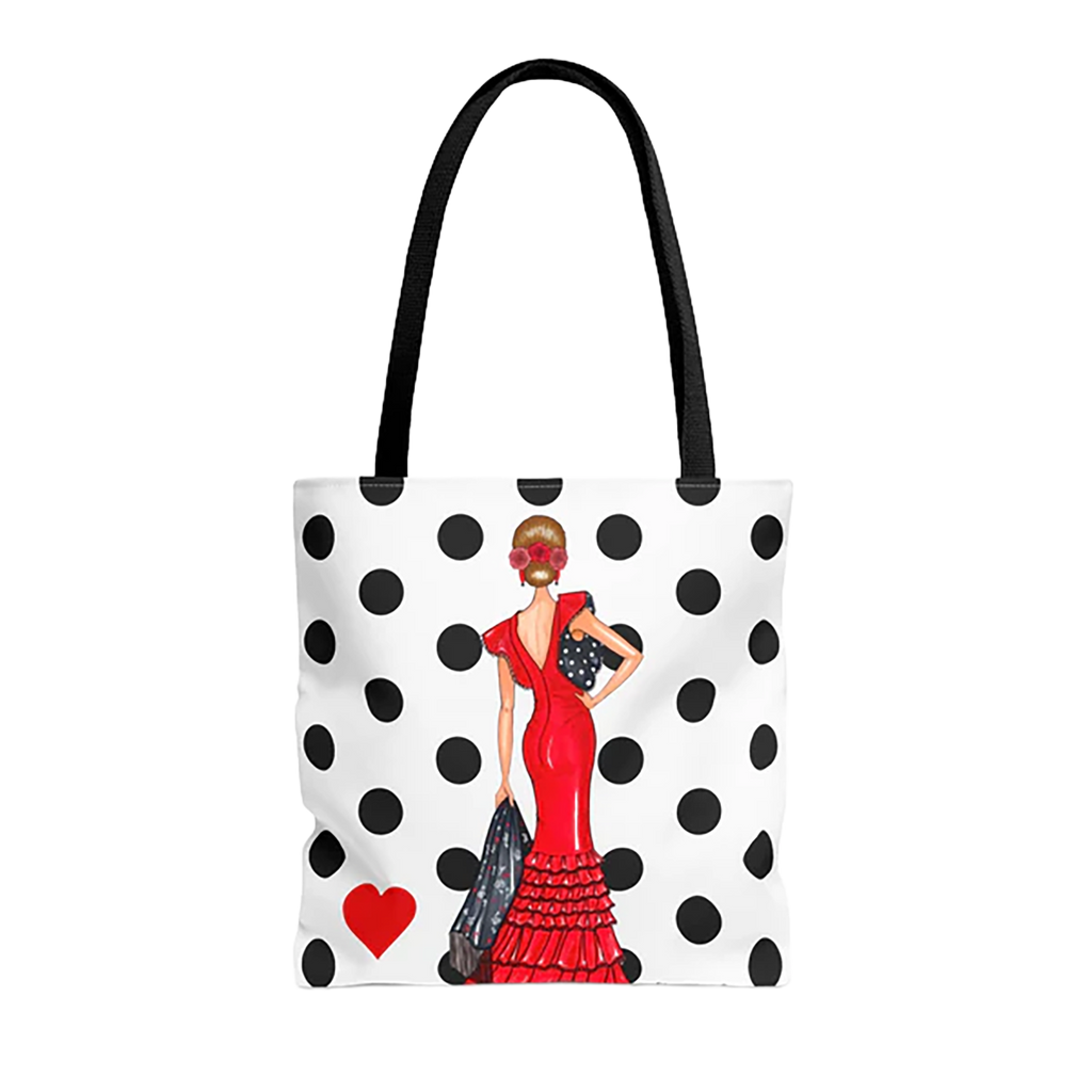 Bolsa Tote Málaga Diseño Flamenca Manuela Rojo con Lunares