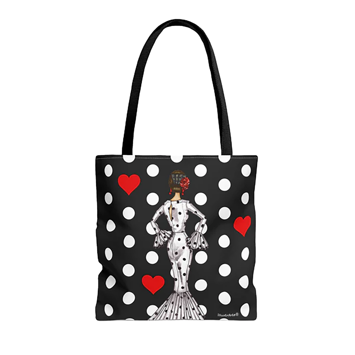 Bolsa Tote Málaga Diseño Flamenca María Blanco con Lunares